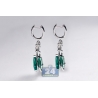 Womens Emerald Diamond Dangle Earrings 18K White Gold 16.25 ct