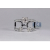 Womens Diamond Cluster Open Cuff Ring 14K White Gold 0.88 Carat