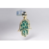10K Yellow Gold Green Enamel 0.80 ct Diamond Hand of God Pendant