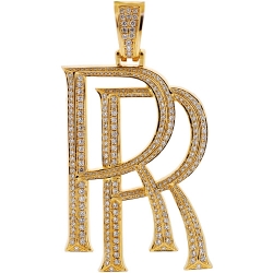 10K Yellow Gold 2.90 ct Diamond Rolls Royce Logo Pendant