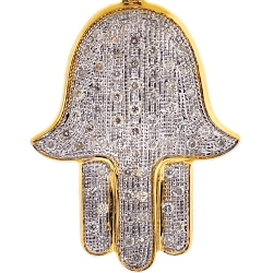 10K Yellow Gold Diamond Hamsa Hand of God Small Pendant