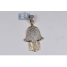 10K Yellow Gold Diamond Hamsa Hand of God Large Pendant