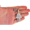 10K Yellow Gold Diamond Hamsa Hand of God Large Pendant