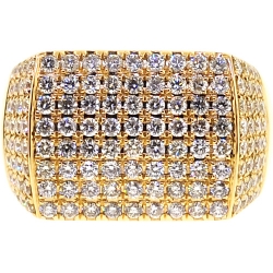 14K Yellow Gold 2.90 ct Diamond Rectangle Shape Mens Ring