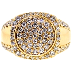 14K Yellow Gold 2.15 ct Diamond Round Ring for Men