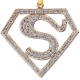 10K Yellow Gold 0.75 ct Diamond Superman Logo Pendant