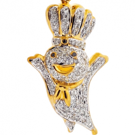 Mens Diamond Poppin Fresh Charm Pendant 10K Yellow Gold 0.44ct
