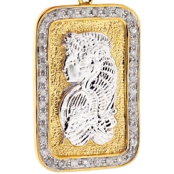10K Yellow Gold 0.60 ct Diamond Lady Fortuna Bar Pendant