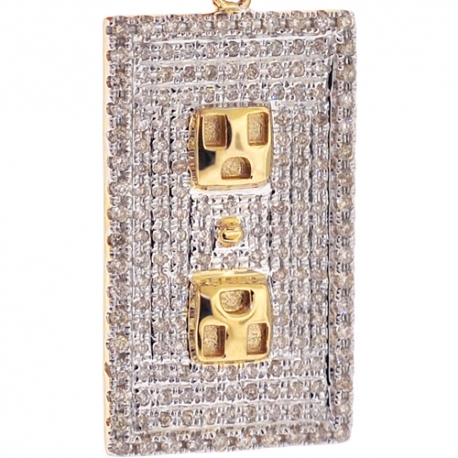 Mens Diamond Socket Board Tag Pendant 10K Yellow Gold 0.93ct