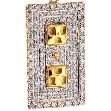 Mens Diamond Plug Socket Pendant Solid 10K Yellow Gold 0.74ct