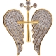 10K Yellow Gold 0.80 ct Diamond Angel Wings Cross Pendant