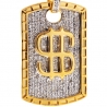 Mens Diamond Dollar Sign Medallion Bar Pendant 10K Yellow Gold