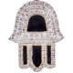 10K Yellow Gold Black Enamel Diamond Hamsa Hand Pendant