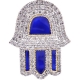 10K Yellow Gold Blue Enamel Diamond Hamsa Hand Pendant