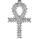 14K White Gold 1.22 ct 3 Rows Diamond Ankh Cross Pendant