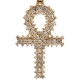 10K Yellow Gold 1.20 ct 3 Rows Diamond Egyptian Ankh Cross