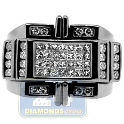 Black PVD 14K Gold 1.41 ct Princess Round Diamond Mens Ring