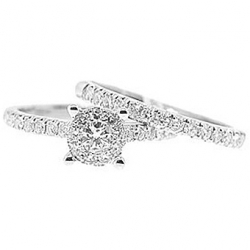 14K White Gold 0.90 ct Diamond Engagement Ring Set