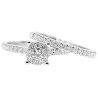 14K White Gold 0.90 ct Diamond Engagement Wedding Rings Set
