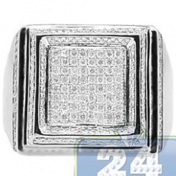 14K White Gold 1.41 ct Diamond Mens Signet Ring
