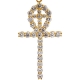 14K Yellow Gold 2.26 ct Diamond Egyptian Ankh Dual Cross