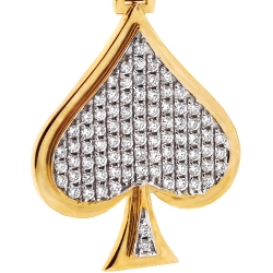 10K Yellow Gold 0.95 ct Diamond Spade Suit Symbol Pendant