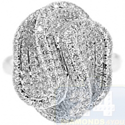 14K White Gold 1.81 ct Diamond Womens Wave Shape Ring