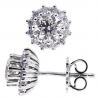 Womens Diamond Flower Stud Earrings 18K White Gold 1.82 Carat