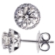 18K White Gold 1.73 ct Diamond Halo Push Back Stud Earrings