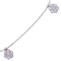 14K White Gold 2.77 ct Diamond Cluster Womens Station Necklace