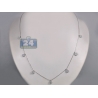 Womens Diamond Cluster Station Long Necklace 14K White Gold 27"
