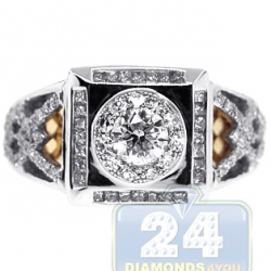 14K Two Tone Gold 1.44 ct Diamond Mens Vintage Ring