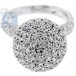 14K White Gold 2.24 ct Diamond Cluster Womens Ball Ring