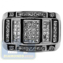 Black PVD 14K Gold 1.19 ct Princess Round Diamond Mens Ring