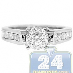 18K White Gold 1.07 ct Diamond Cluster Engagement Ring
