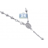 Sterling Silver Moon Cut Bead Mens Rosary Necklace 4 mm 24 26 inch