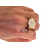 Mens Diamond Rectangle Signet Pinky Ring 14K Yellow Gold 1.55 ct