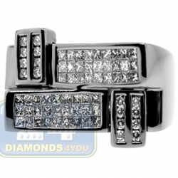 Black PVD 14K Gold 1.21 ct Princess Cut Diamond Mens Ring
