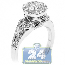 14K White Gold 1.64 ct Diamond Cluster Engagement Ring