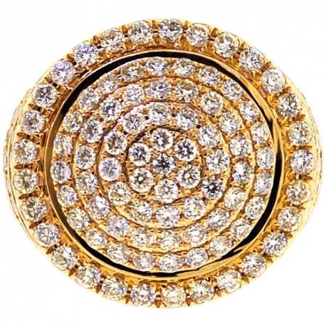 Mens Diamond Round Pinky Ring 14K Yellow Gold 3.80 Carat