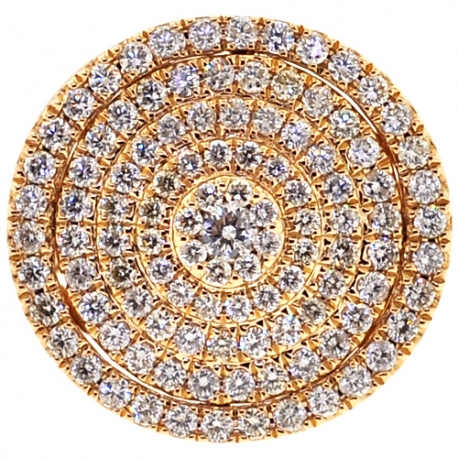 Mens Diamond Round Signet Large Ring 14K Yellow Gold 2.56 ct