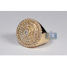 Mens Diamond Round Signet Large Ring 14K Yellow Gold 2.56 ct