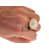 Mens Diamond Round Signet Large Ring 14K Yellow Gold 2.56 ct