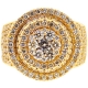 14K Yellow Gold 4.30 ct Diamond Cluster Mens Round Ring