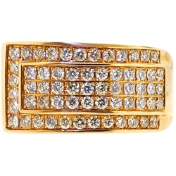 14K Yellow Gold 1.55 ct Diamond Slanted Band Ring 12 mm