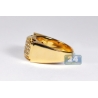 Mens Diamond Rectangle Pinky Band Ring 14K Yellow Gold 0.95 ct