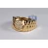 14K Yellow Gold 0.60 ct Diamond Fluted Bezel Mens Pinky Band Ring