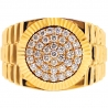 Mens Diamond Fluted Bezel Pinky Ring 14K Yellow Gold 1.02 ct