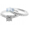 14K White Gold 1.13 ct Diamond Engagement Wedding Rings Set