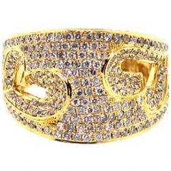 14K Yellow Gold 2.19 ct Diamond Womens Open Hearts Ring